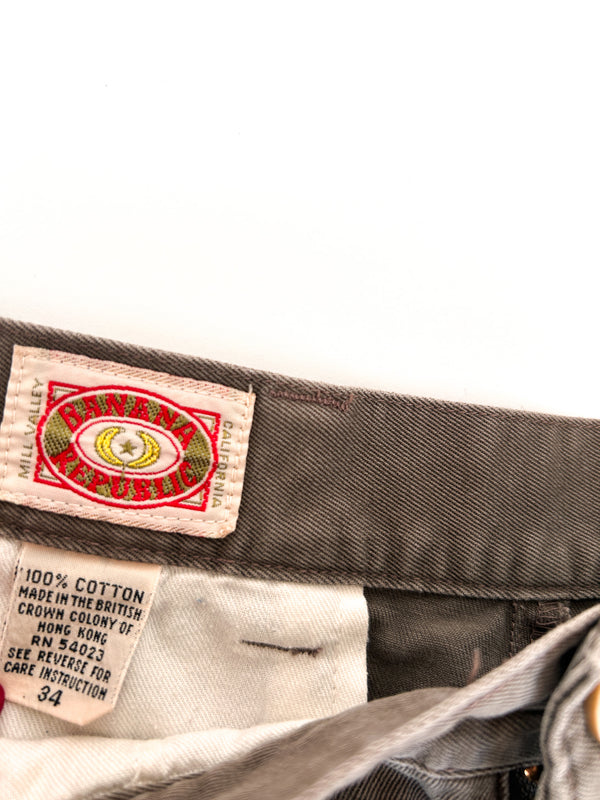 1980s Banana Republic Wide-Leg Chinos, Mill Valley - British Colony of Hong Kong - W33" — view 2