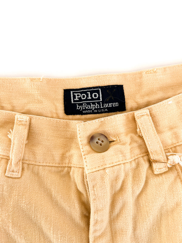 Vintage Polo Ralph Lauren Lace-Up Jodhpurs, Butter Yellow, Made in USA — view 5
