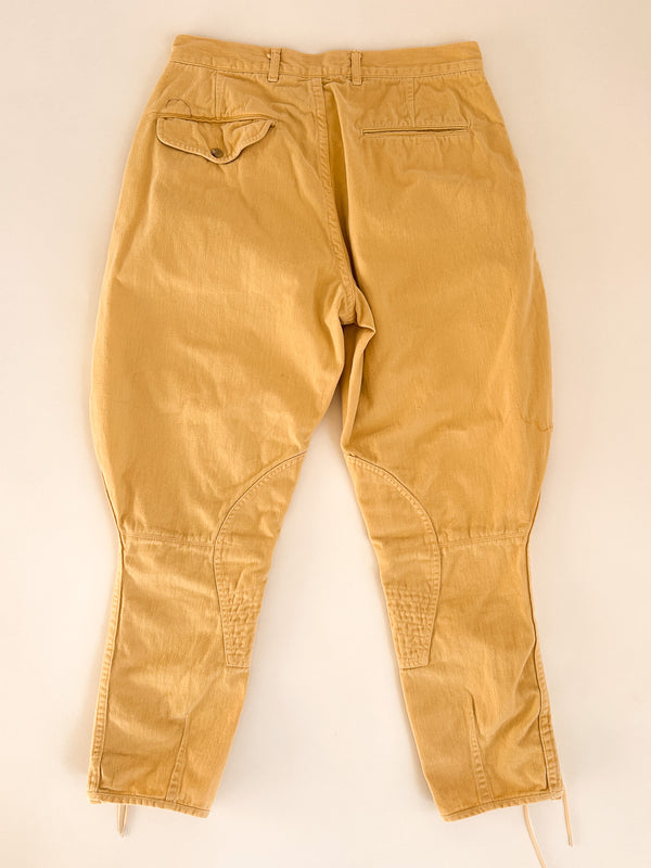 Vintage Polo Ralph Lauren Lace-Up Jodhpurs, Butter Yellow, Made in USA — view 3