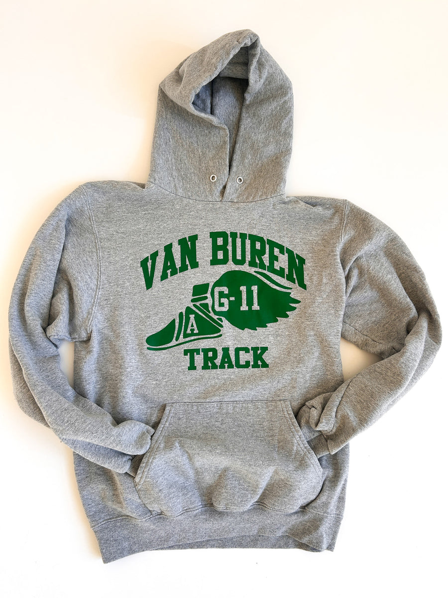 Champion Eco Van Buren Track Hoodie, Grey with the Green Winged Foot - Size M
