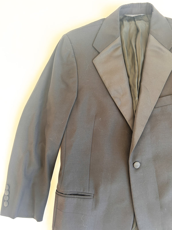 Vintage Polo by Ralph Lauren Black Dinner Jacket - Extra Fine Virgin Wool, Made in Italy, 39R — view 2