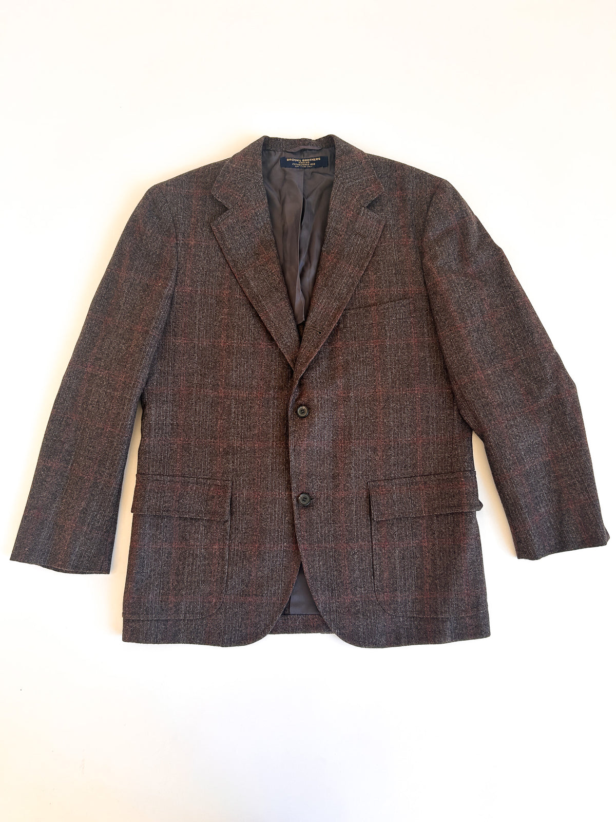 Vintage Brooks Brothers Makers brown windowpane tweed jacket, image 1