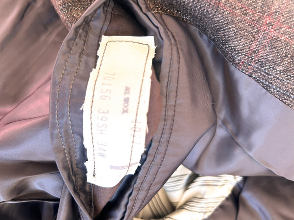 Vintage Brooks Brothers Makers Brown Windowpane Tweed Jacket - Union Made in USA before 1976, 39 Short — view 5