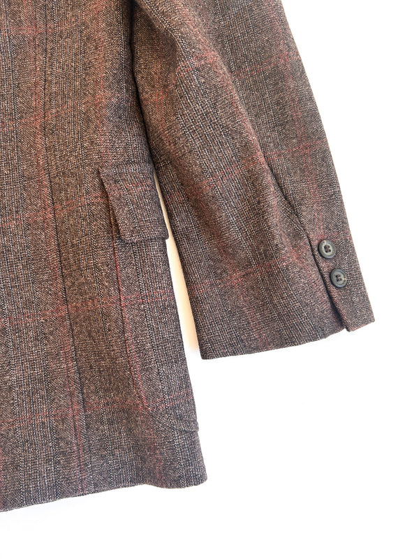 Vintage Brooks Brothers Makers Brown Windowpane Tweed Jacket - Union Made in USA before 1976, 39 Short — view 7