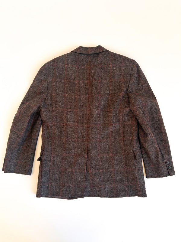 Vintage Brooks Brothers Makers Brown Windowpane Tweed Jacket - Union Made in USA before 1976, 39 Short — view 8