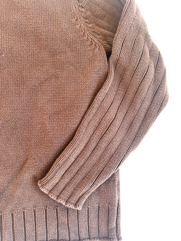 1996-2006 Polo Jeans Company Brown Cotton Knit Quarter-Zip Sweater - Ralph Lauren, XL — view 3
