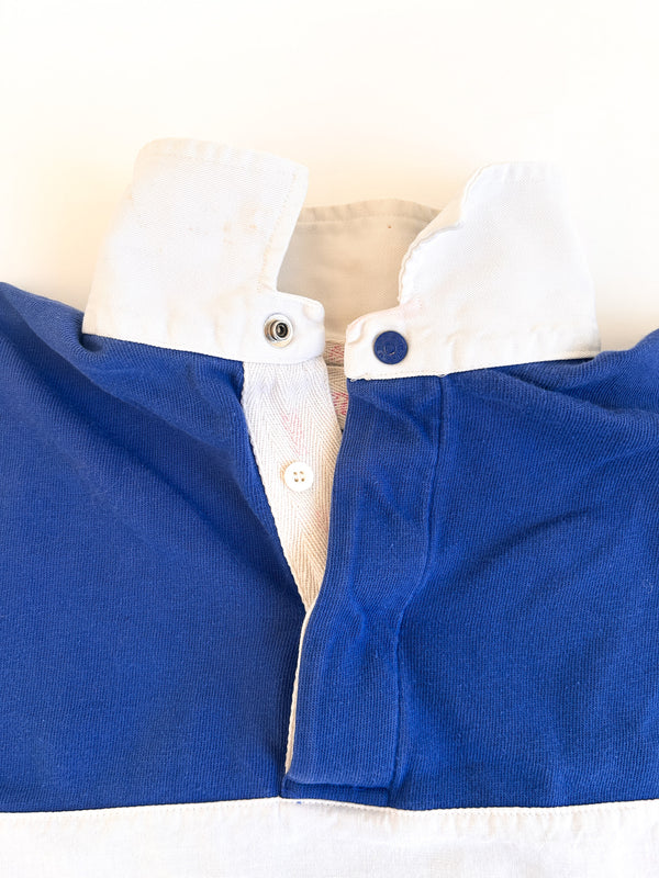 1985-87 Coca-Cola Clothes by Murjani Rugby Shirt, Blue and White Colour Block with Red Coca-Cola — view 8