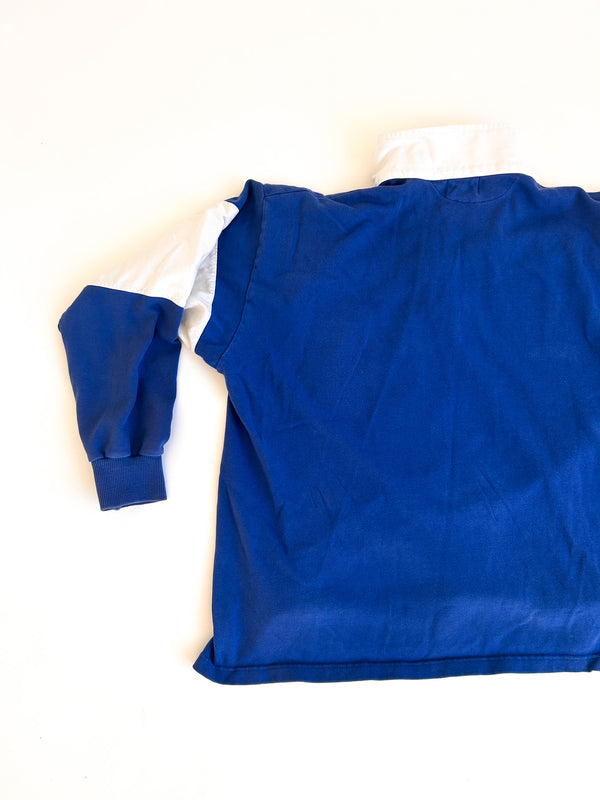 1985-87 Coca-Cola Clothes by Murjani Rugby Shirt, Blue and White Colour Block with Red Coca-Cola — view 6