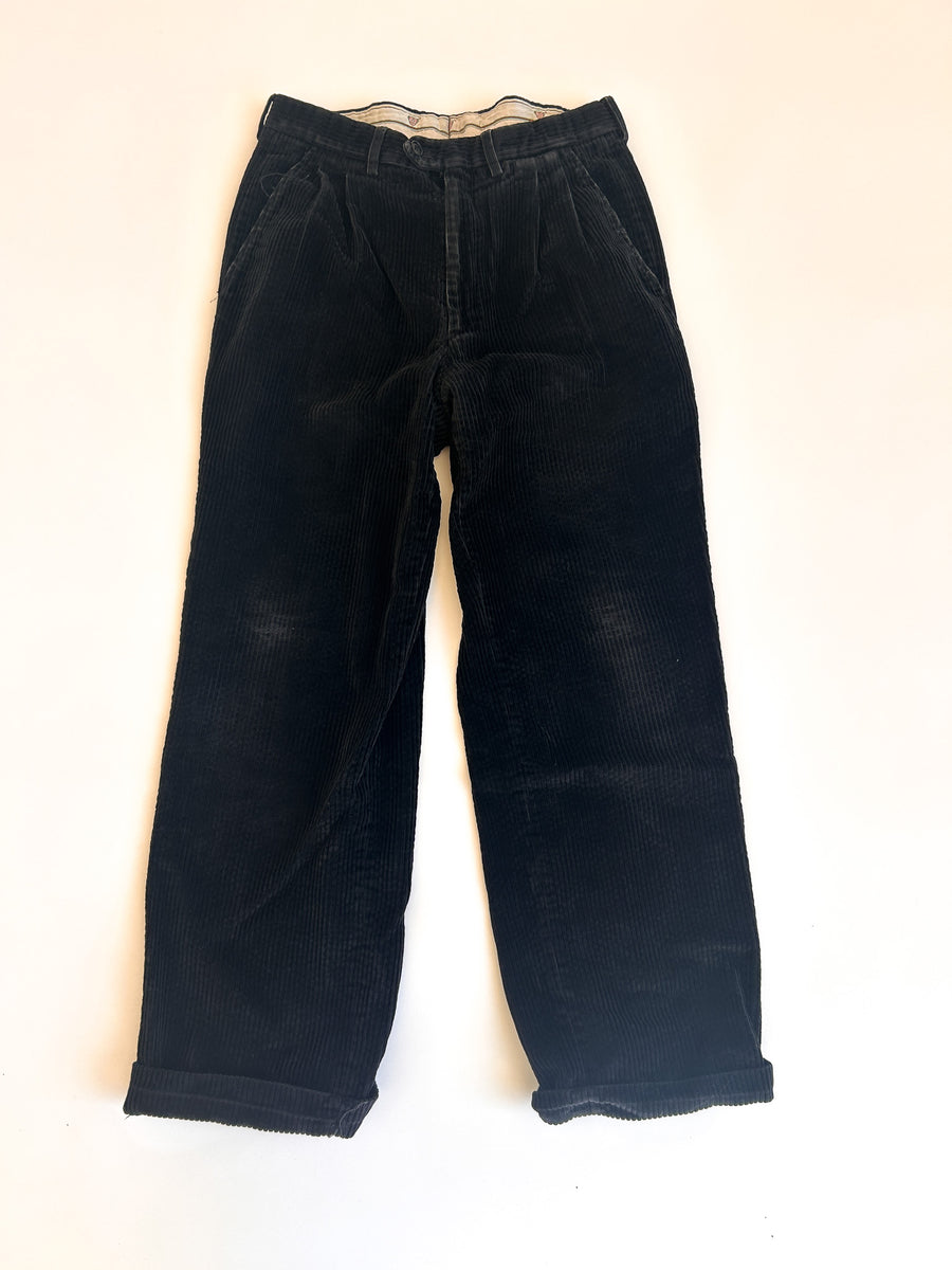 Vintage Gucci Black Wide Corduroy Trousers - 100% Cotton, Made in Italy, IT 48 (32)