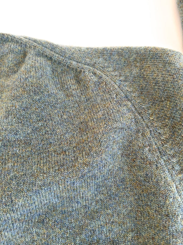 Vintage Pringle of Scotland Olive and Blue Marled Lambswool V-Neck for The Scotch House, Knightsbridge - Made in Scotland, 42 — view 5
