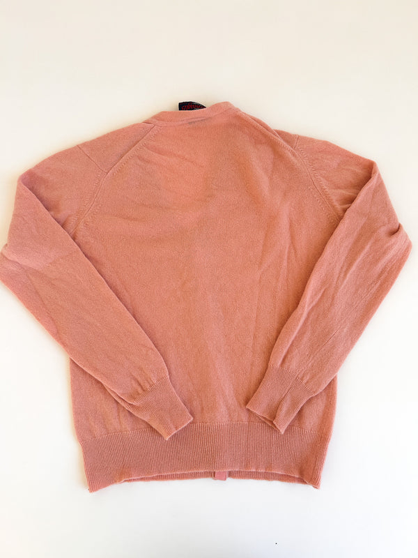 Vintage The Gleneagles Range Salmon Pink Pure Cashmere Cardigan with Pockets - Made in Scotland, 36 — view 8