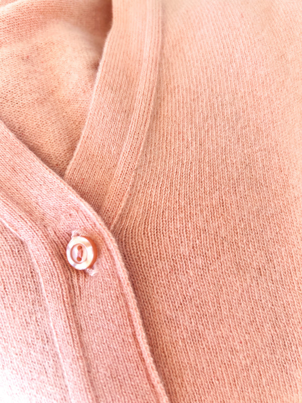 Vintage The Gleneagles Range Salmon Pink Pure Cashmere Cardigan with Pockets - Made in Scotland, 36 — view 2