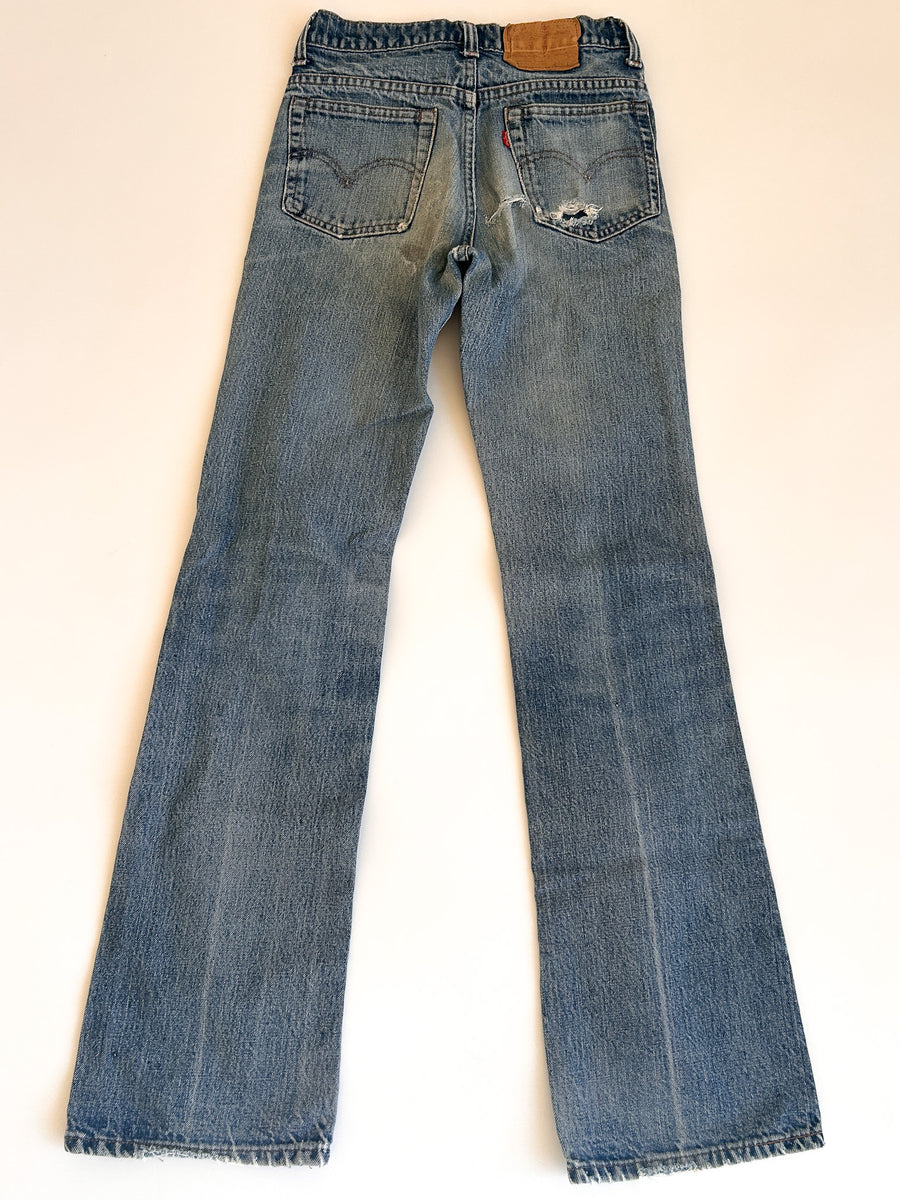 1980 Levi's 517 Boot Cut Jeans, Faded Indigo with Honest Wear - Small e Red Tab, Made in USA, 28 x 32 — alternate view