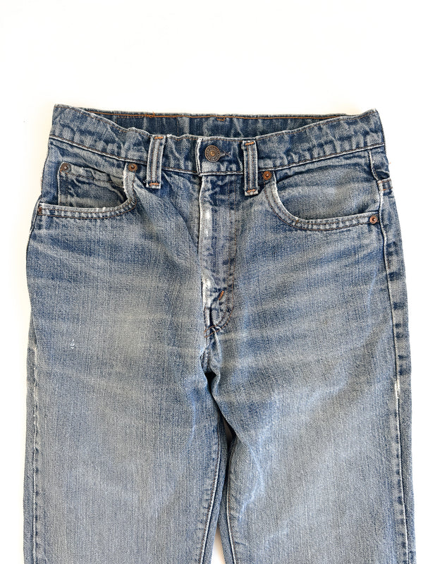 1980 Levi's 517 Boot Cut Jeans, Faded Indigo with Honest Wear - Small e Red Tab, Made in USA, 28 x 32 — view 7