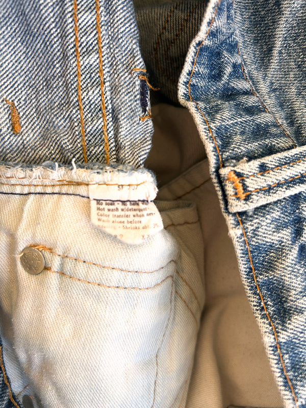 1980 Levi's 517 Boot Cut Jeans, Faded Indigo with Honest Wear - Small e Red Tab, Made in USA, 28 x 32 — view 10