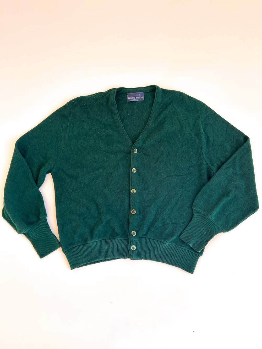 1963-74 Arnold Palmer by Robert Bruce Forest Green Cardigan - ILGWU Union Made in USA, M
