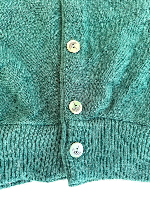 1963-74 Arnold Palmer by Robert Bruce Forest Green Cardigan - ILGWU Union Made in USA, M — view 3