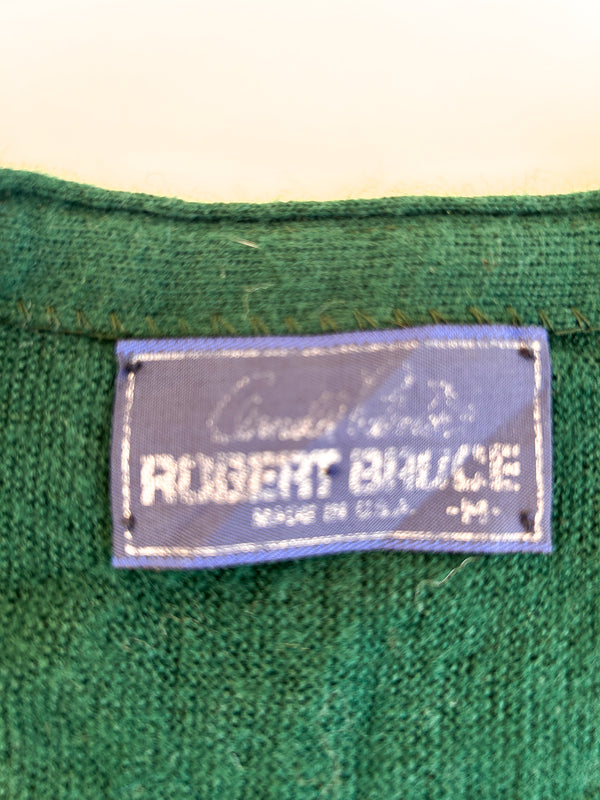 1963-74 Arnold Palmer by Robert Bruce Forest Green Cardigan - ILGWU Union Made in USA, M — view 4