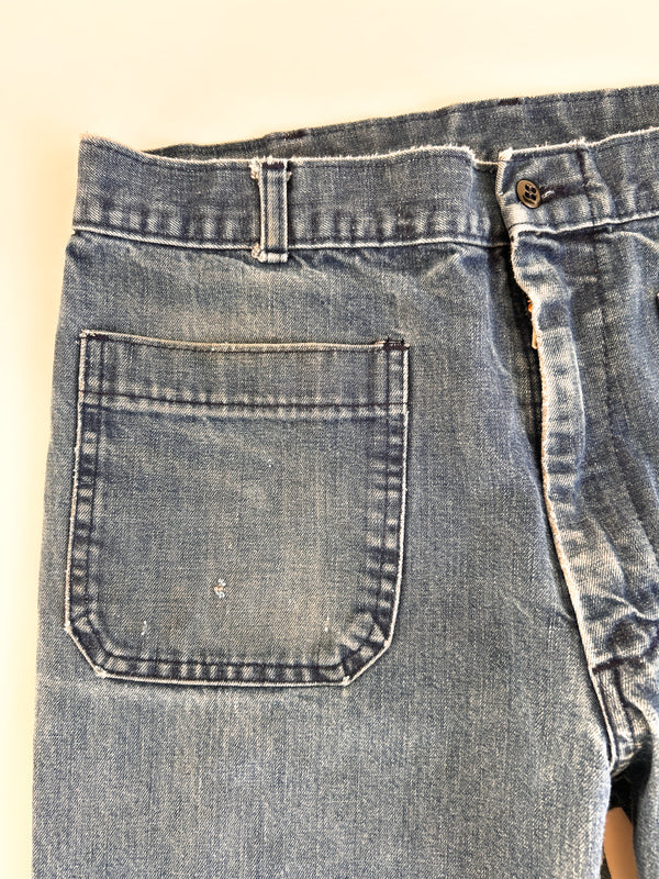 1985 US Navy Bell Bottom Denim Dungarees, Coastal Industries - Ideal Zip, 30 x 27 — view 4