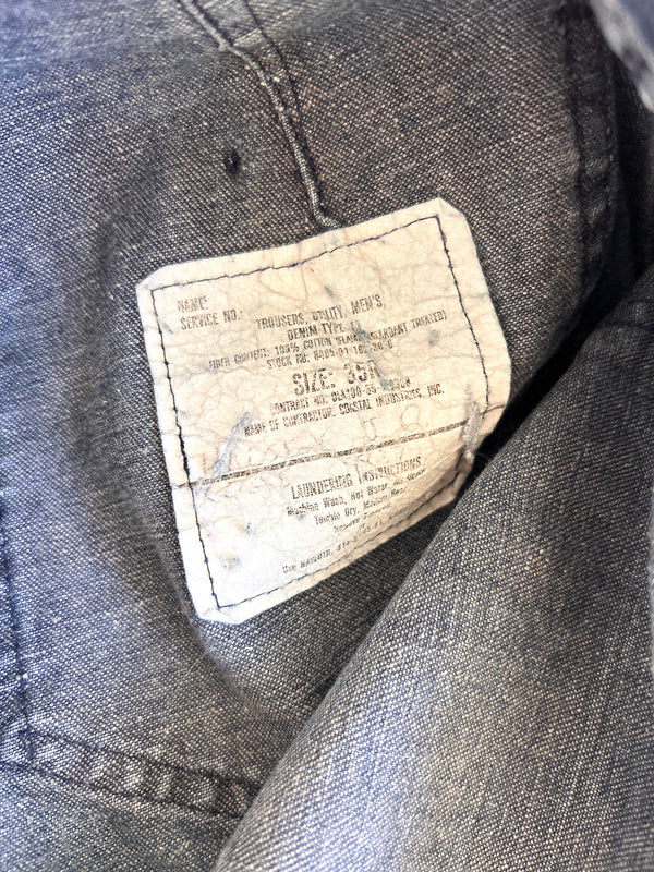1985 US Navy Bell Bottom Denim Dungarees, Coastal Industries - Ideal Zip, 30 x 27 — view 6