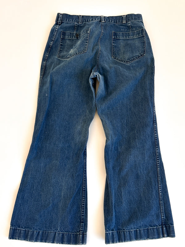 1985 US Navy Bell Bottom Denim Dungarees, Coastal Industries - Ideal Zip, 30 x 27 — view 7