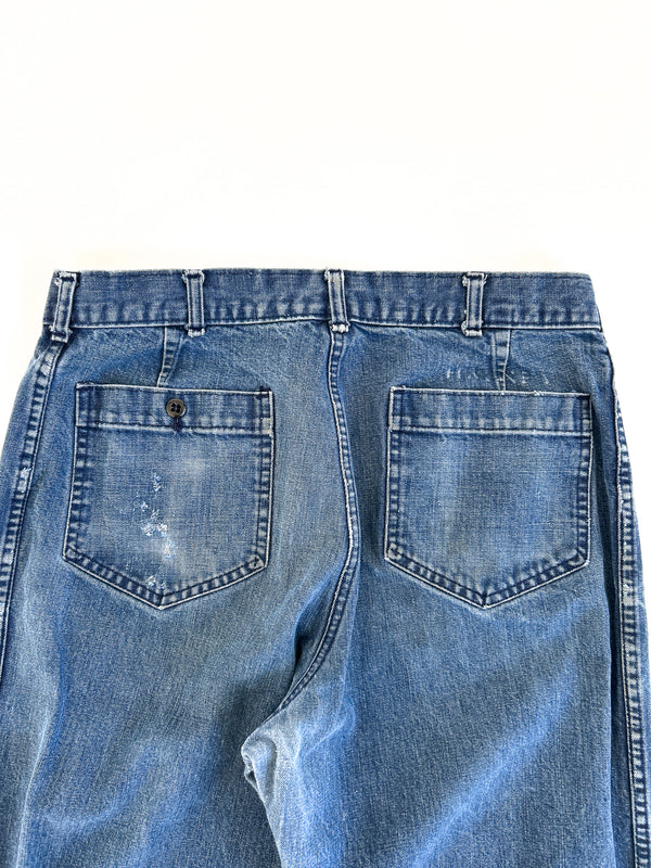 1985 US Navy Bell Bottom Denim Dungarees, Coastal Industries - Ideal Zip, 30 x 27 — view 9
