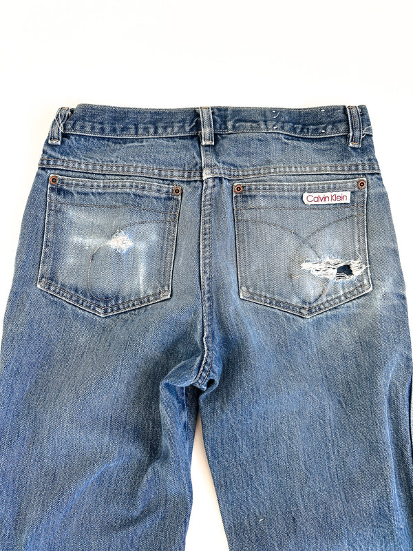 Vintage Calvin Klein Jeans, Cream and Red Back Patch - 100% Cotton, Made in USA, Size 31 — view 3