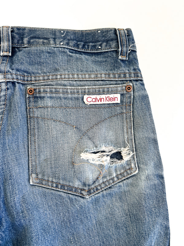 Vintage Calvin Klein Jeans, Cream and Red Back Patch - 100% Cotton, Made in USA, Size 31 — view 1