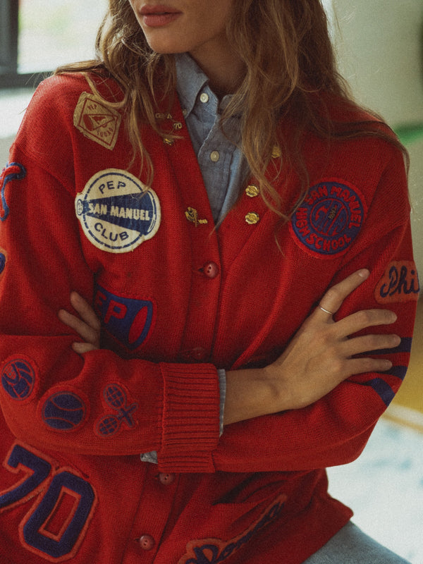 1970 San Manuel Arizona Chenille Letter Cardigan - Donna Phillips — view 2