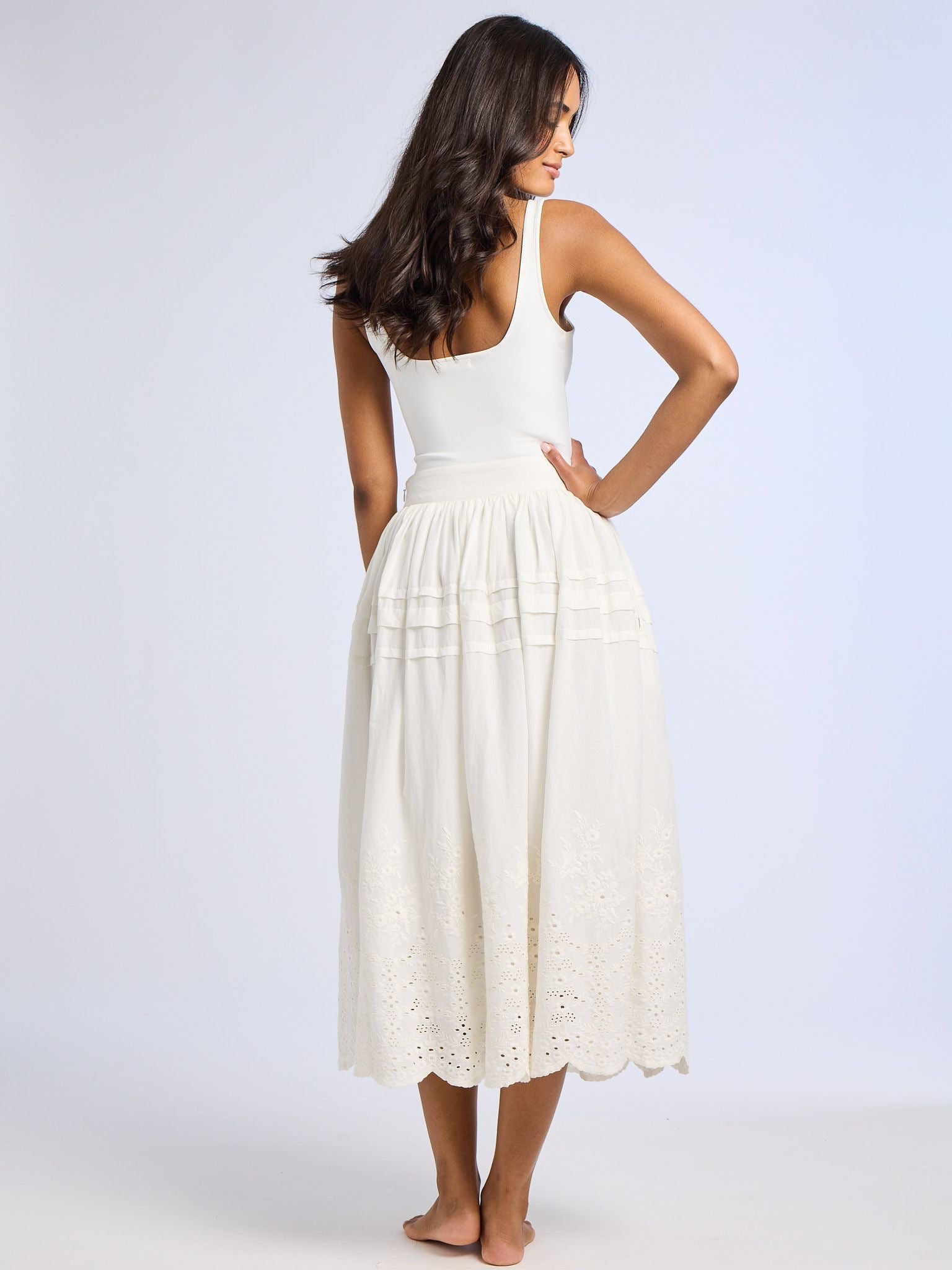 Leonie Skirt in White Eyelet