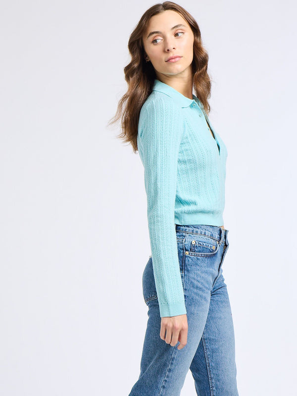 Marina Cashmere Polo in Tiffany — view 5