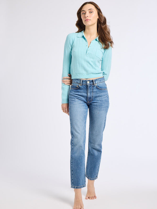 Marina Cashmere Polo in Tiffany — view 3