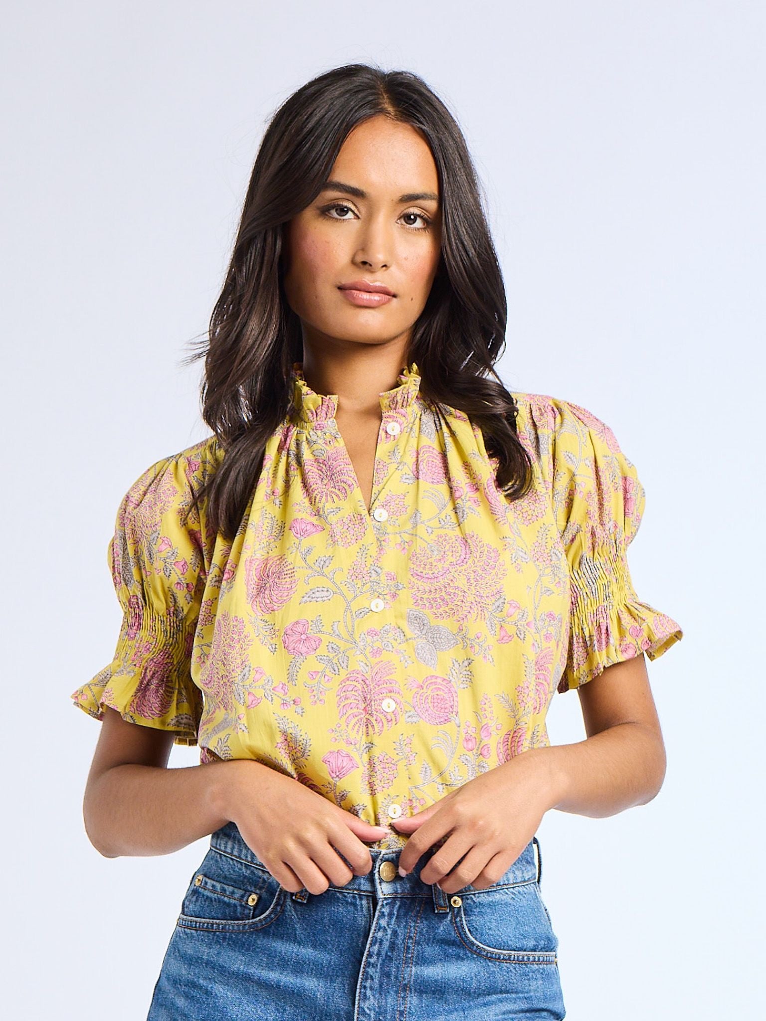 Marnie Top in Citron Floral