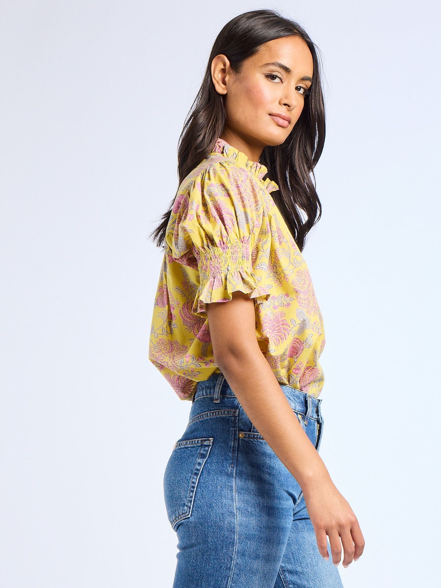 Marnie Top in Citron Floral