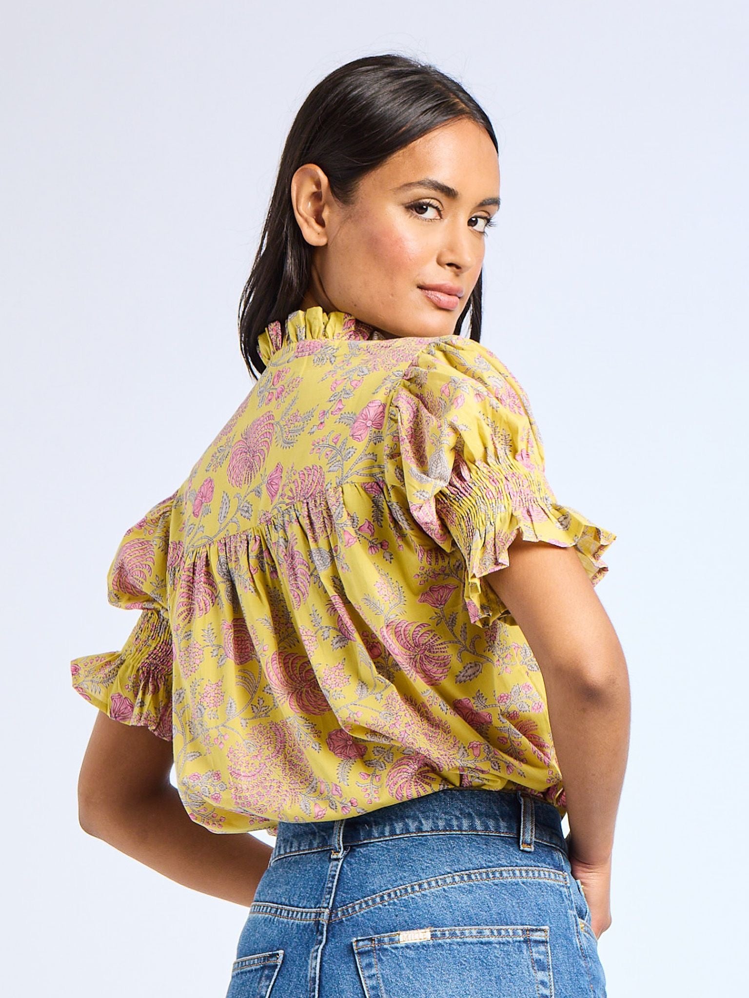 Marnie Top in Citron Floral