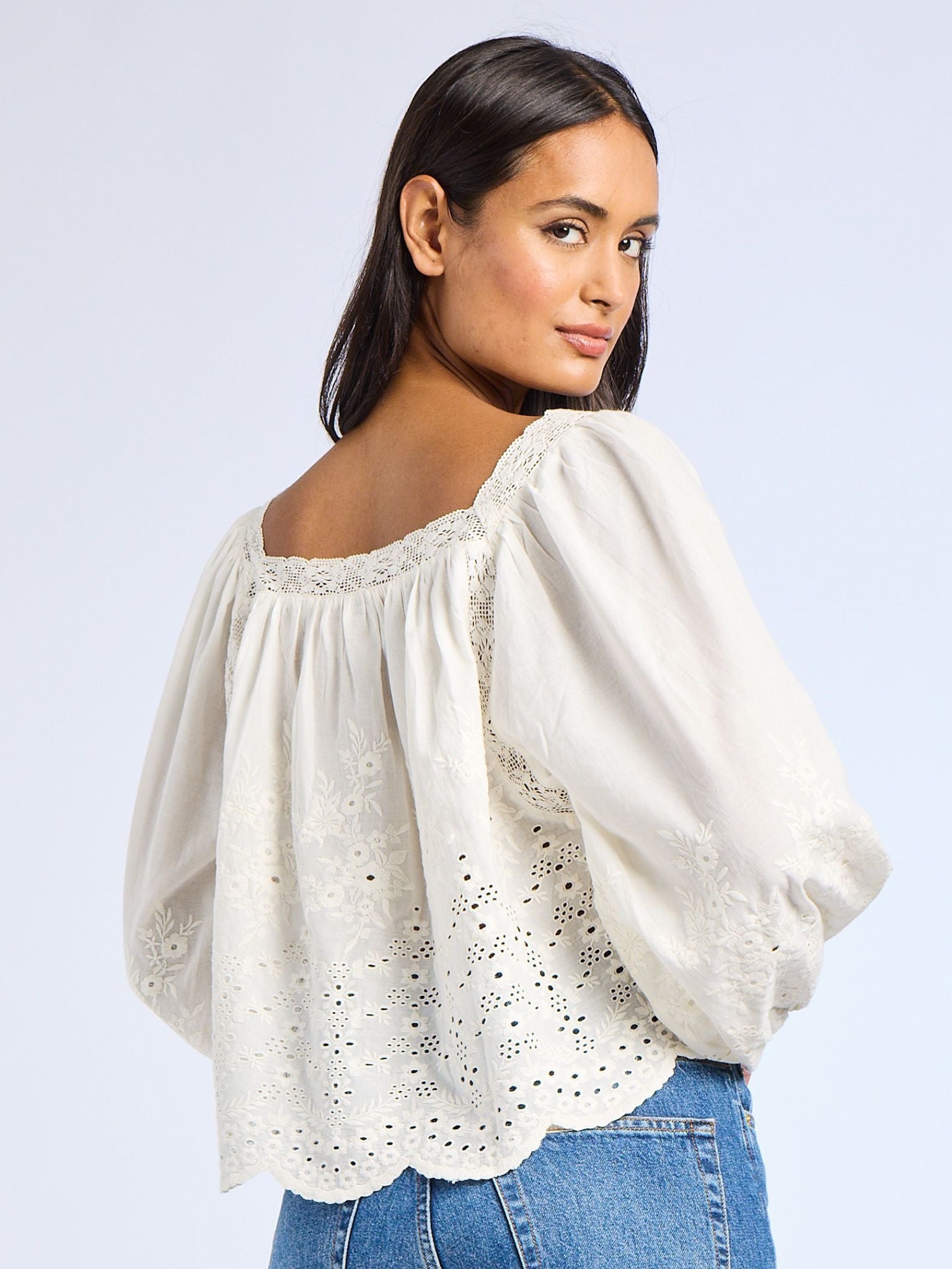 Maureen Top in White Eyelet