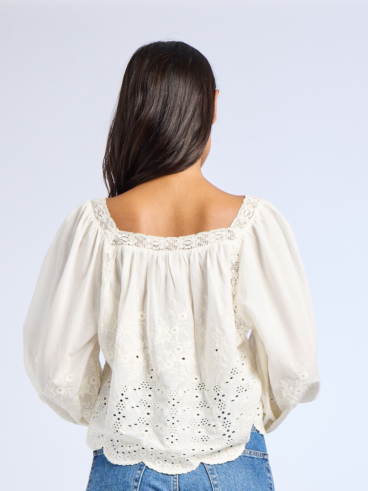 Maureen Top in White Eyelet