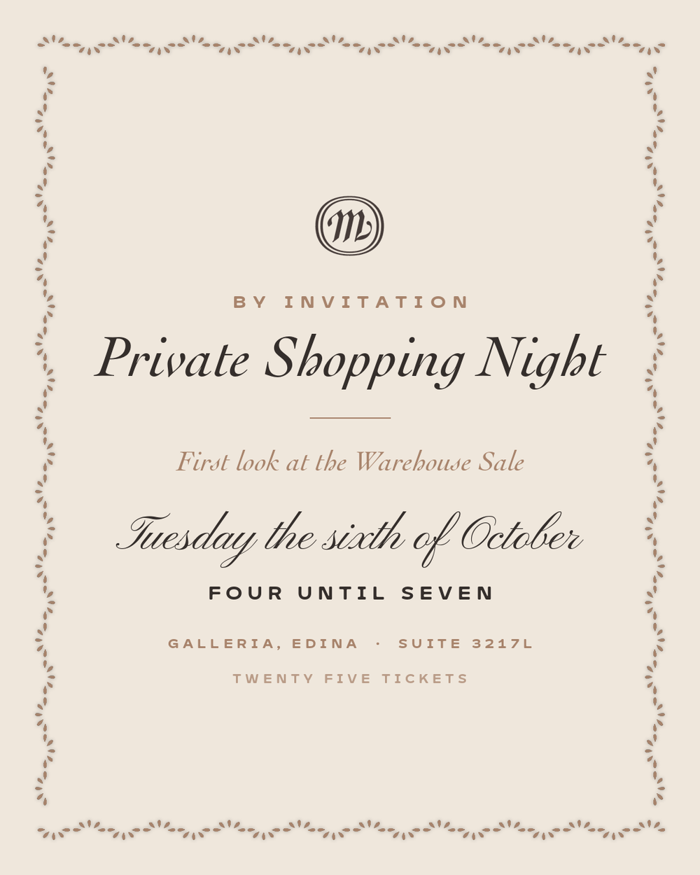 PRIVATE SHOPPING NIGHT - OCTOBER 6th