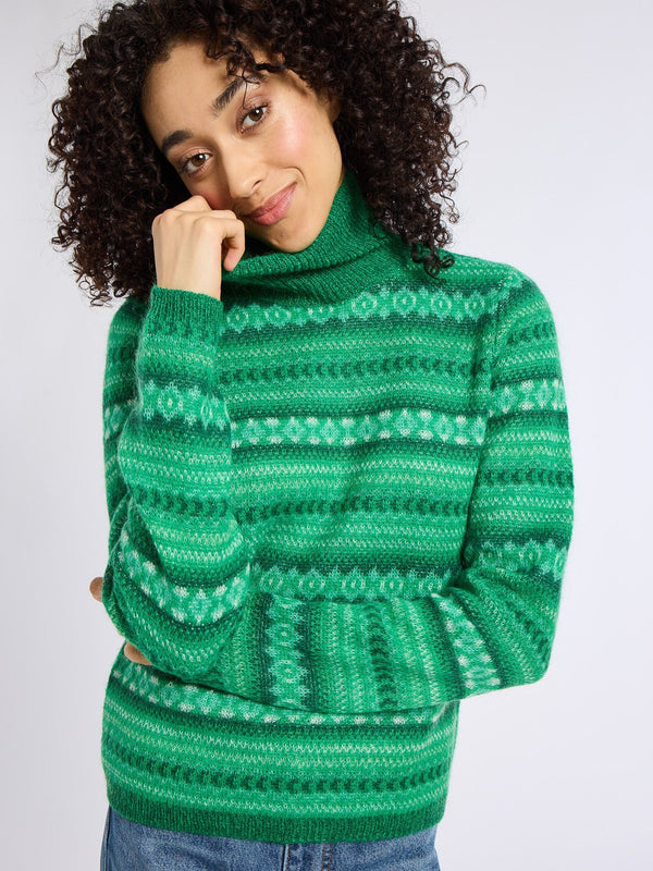 Maritza Turtleneck in Kelly Fairisle — view 1
