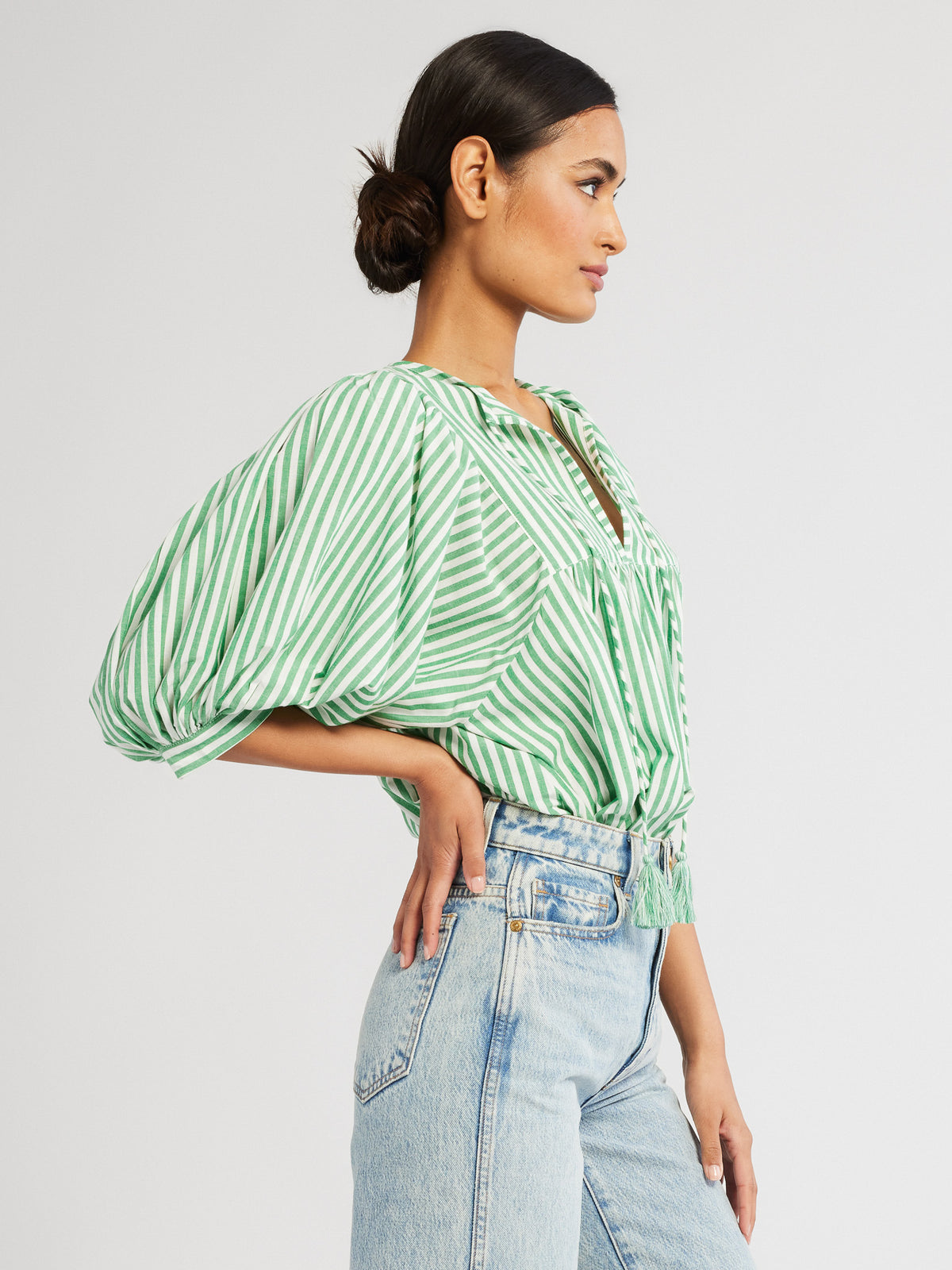 Thalia Top In Kelly Stripe – Mille