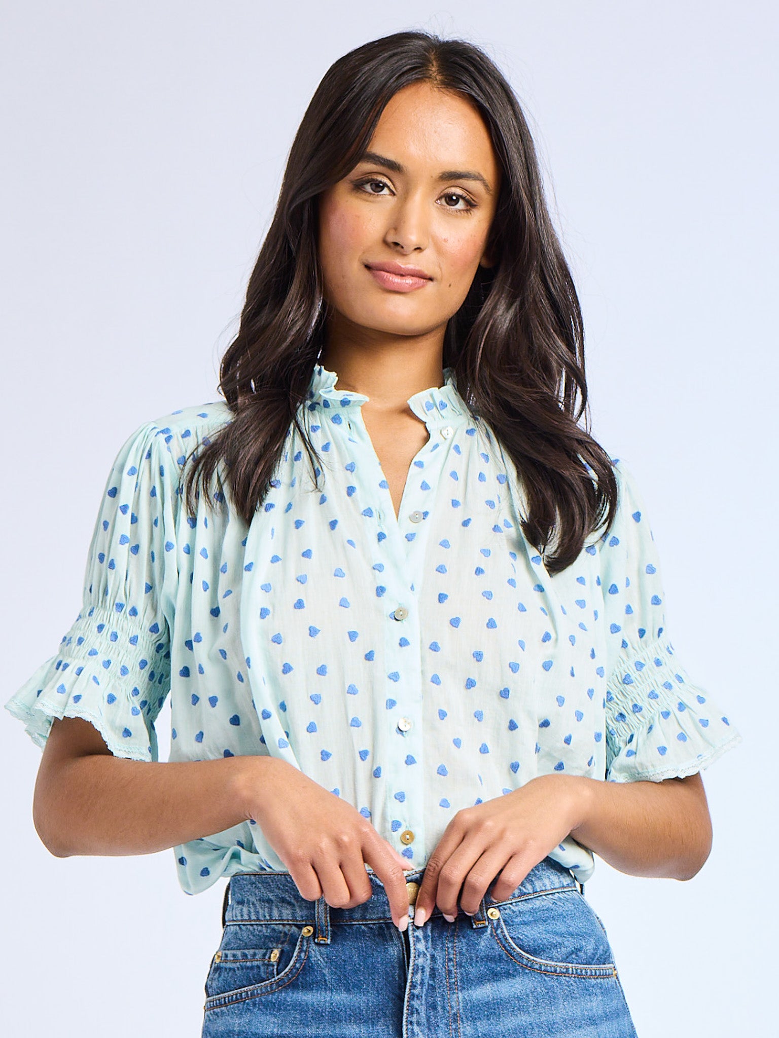 Marnie Top in Blue Hearts