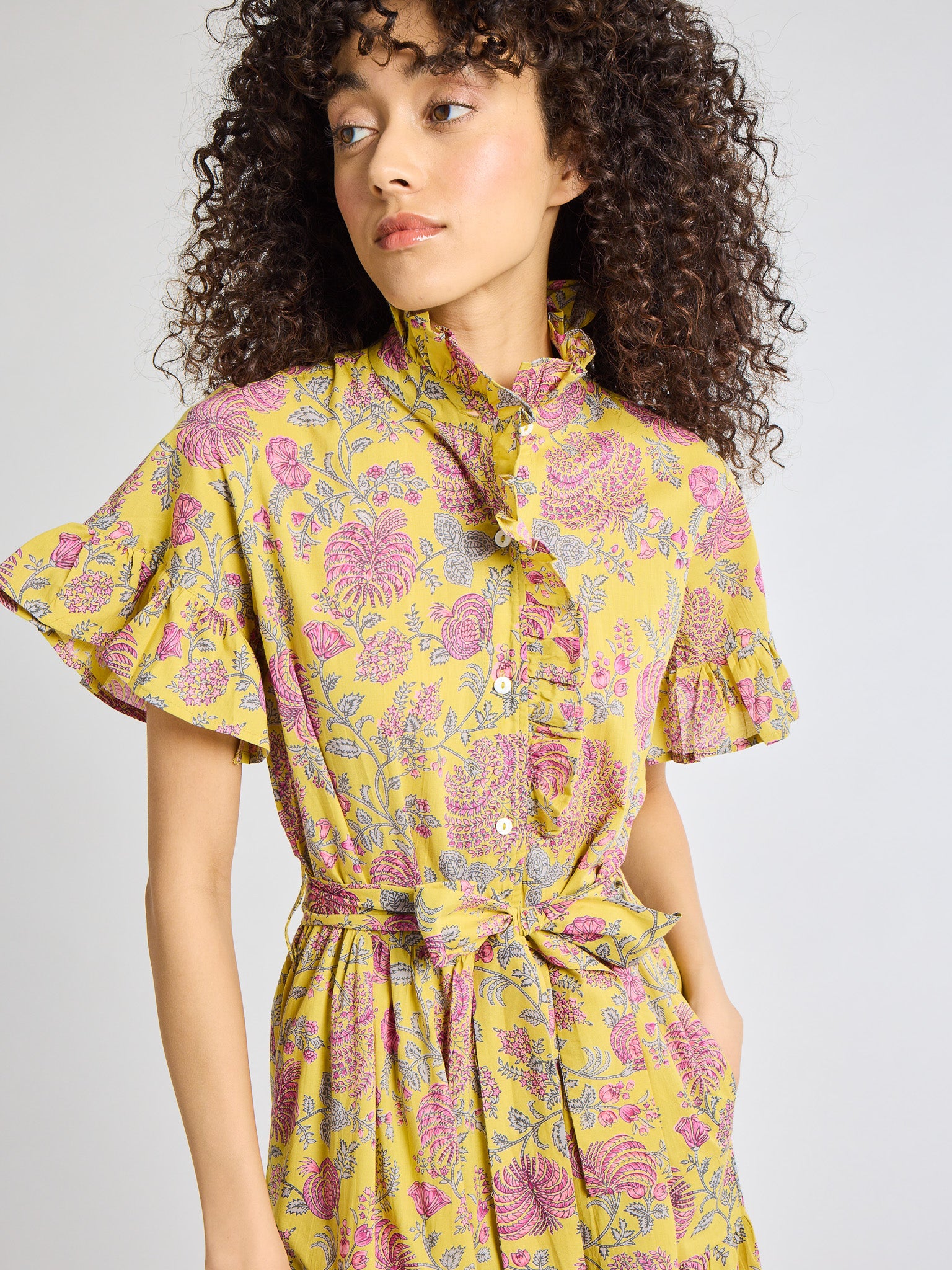 Victoria Dress in Citron Floral