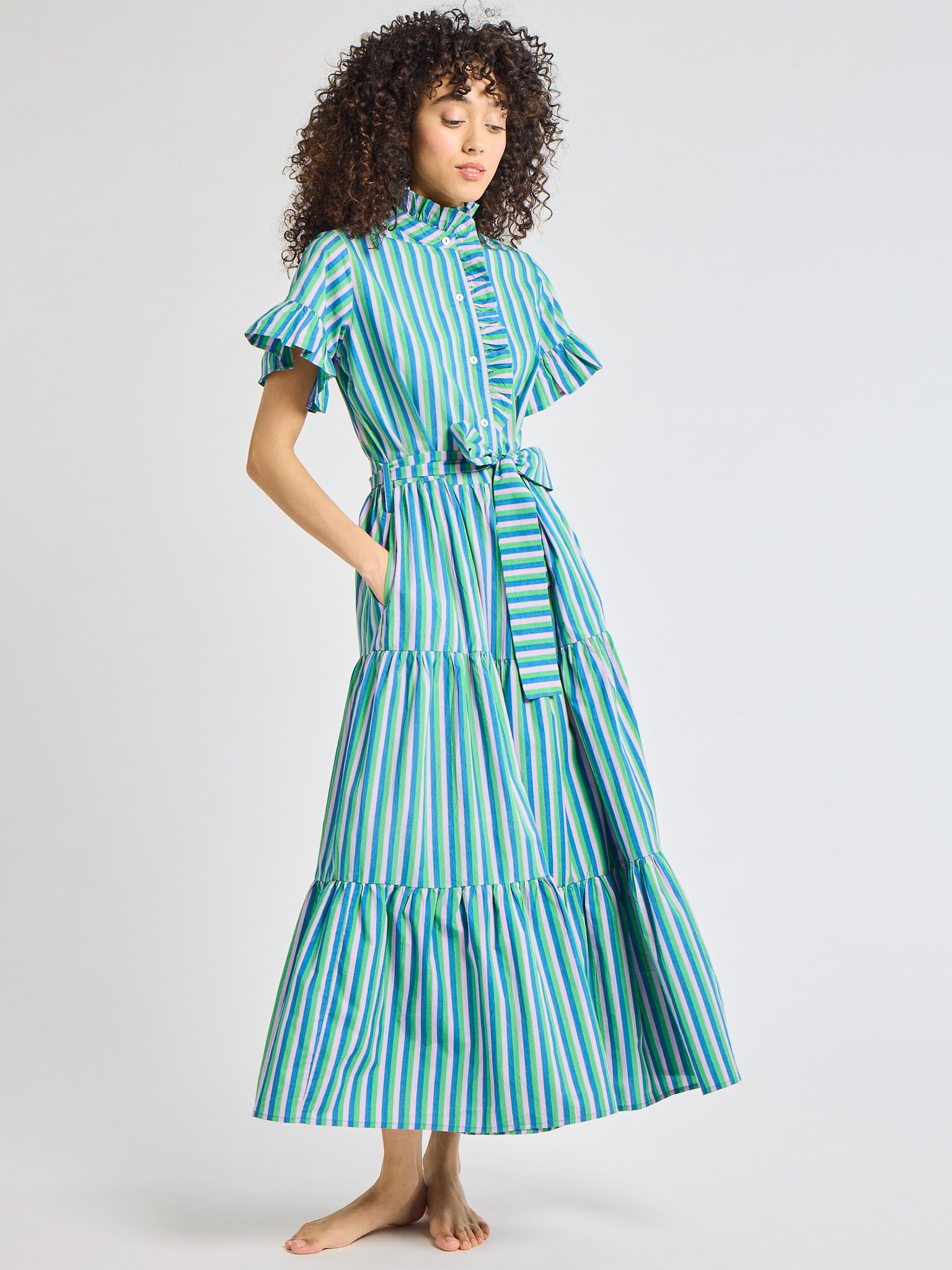 Victoria Dress in Printemps Stripe