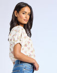 Naomi Top in Rose Block Print