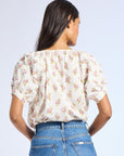 Naomi Top in Rose Block Print