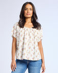 Naomi Top in Rose Block Print