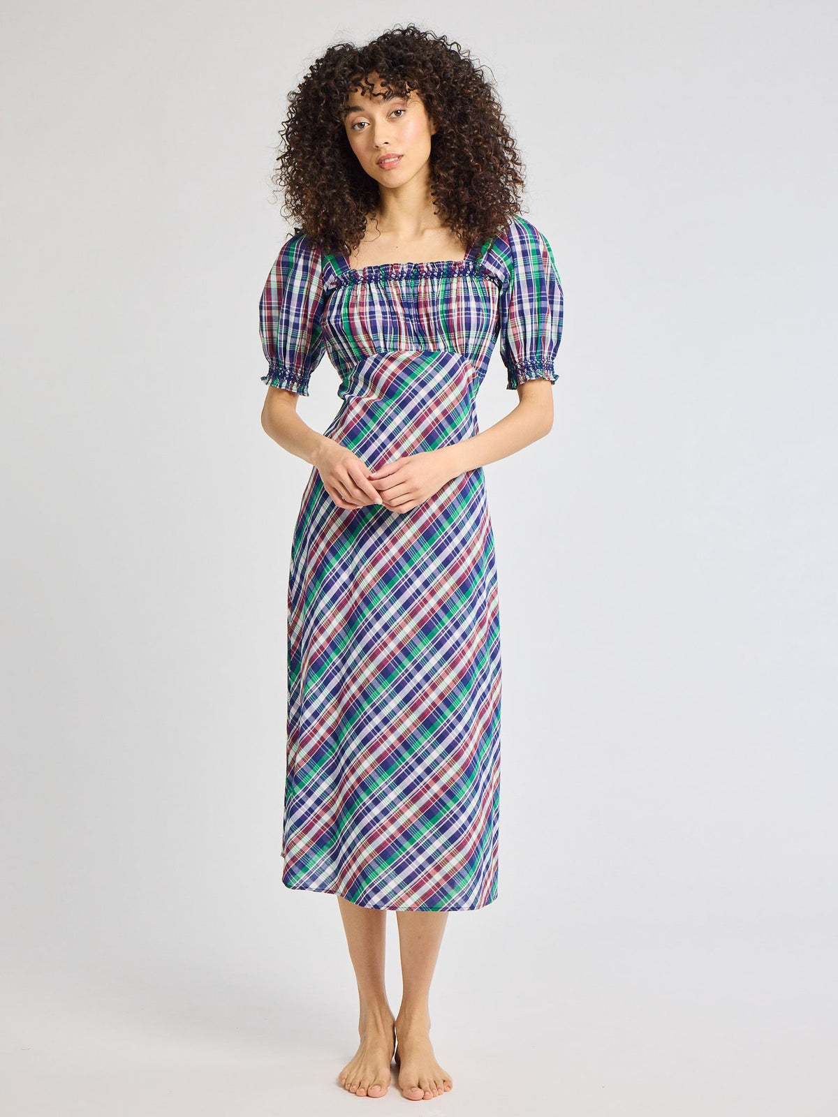 Nicolette Dress in Ivy Plaid