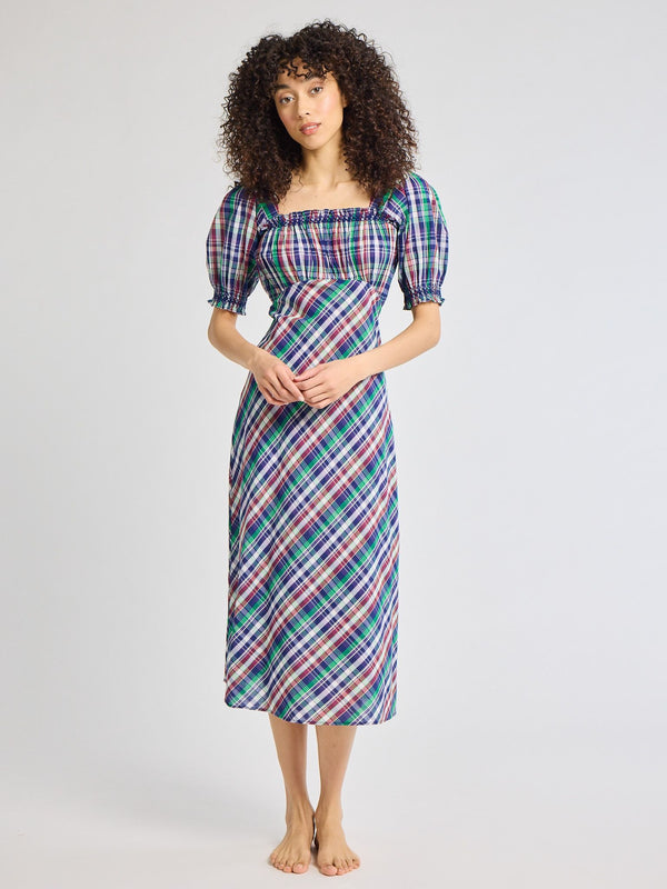 Nicolette Dress in Ivy Plaid — view 1