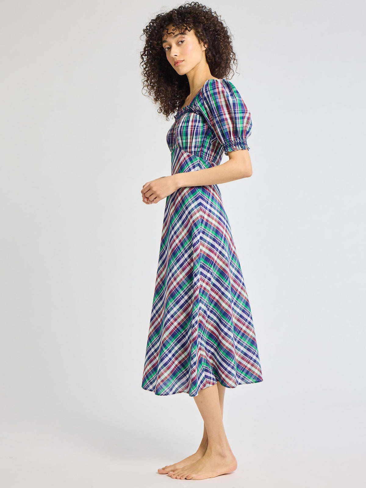 Nicolette Dress in Ivy Plaid — The cloth