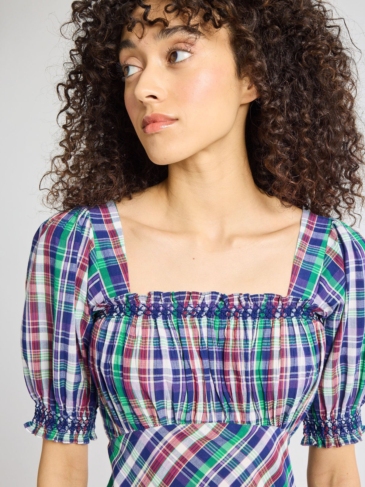 Nicolette Dress in Ivy Plaid — The cut